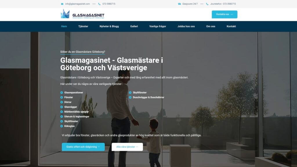 Glasmagasinets webbplats – glasmästare i Göteborg
